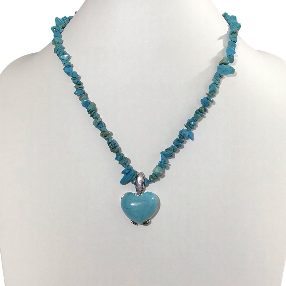 HDNY Faux Turquoise Heart Necklace Chipped Howlite ? Henrys Designs NY  Jewelry